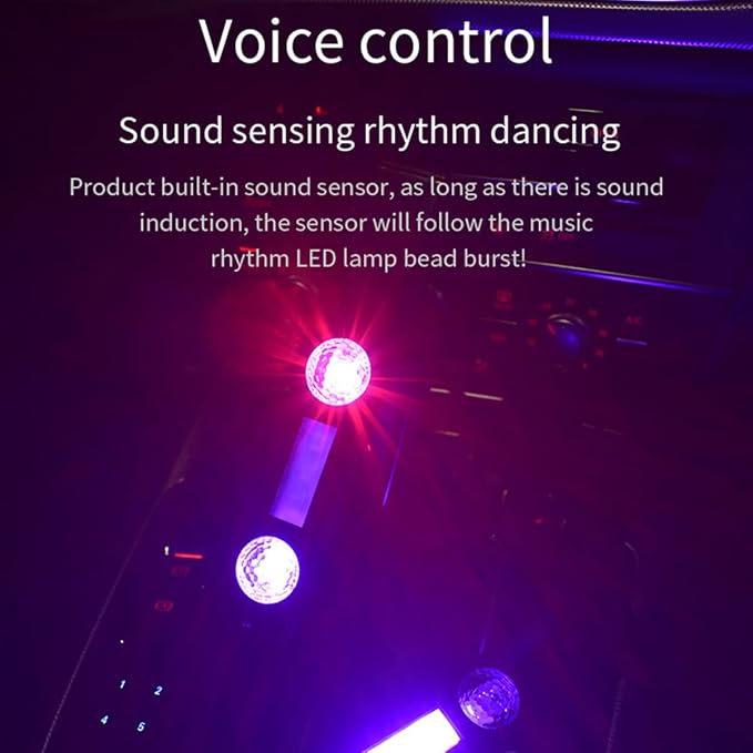 2Pcs Car Interior Ambient Light Wireless LED Starry Car Atmosphere Light USB Rechargeable Multicolor RGB LED Strip Light Remote/Sound Control Car Star Ceiling Light with Music Sync ZHAZHAMO