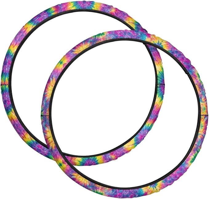 2 Pairs Wheelchair Tire Covers Protectors Watercolor Tie Dye 24 Inch Wheelchair Cover Non Slip Wear Resistant Wheelchairs Ring Protective Covers for Adults