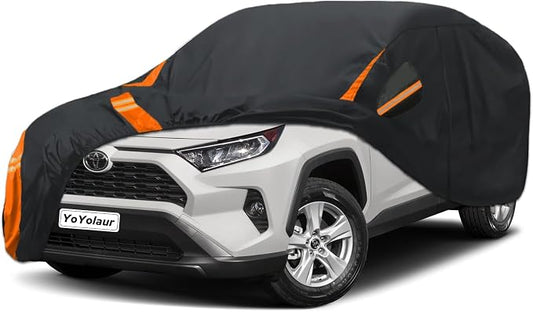 10-Layer for Toyota RAV4 Car Cover Waterproof All Weather for Automobiles, Outdoor Full Cover Soft Cotton Lining Rain Snow UV Protection with Door Zipper, Fit for Toyota RAV4 2006-2025