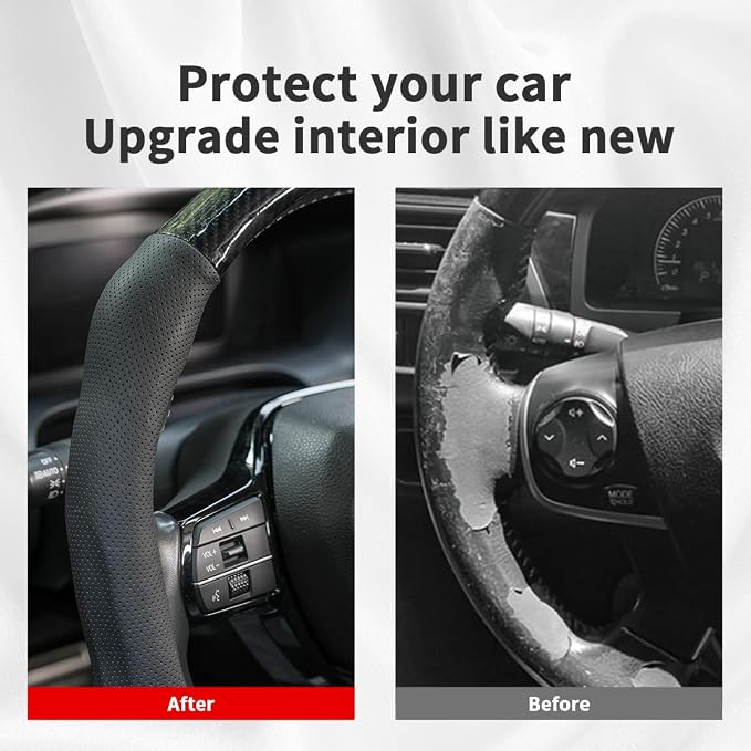 Car Steering Wheel Cover Napa Leather Non Slip Vehicle Steering Wheel Cover