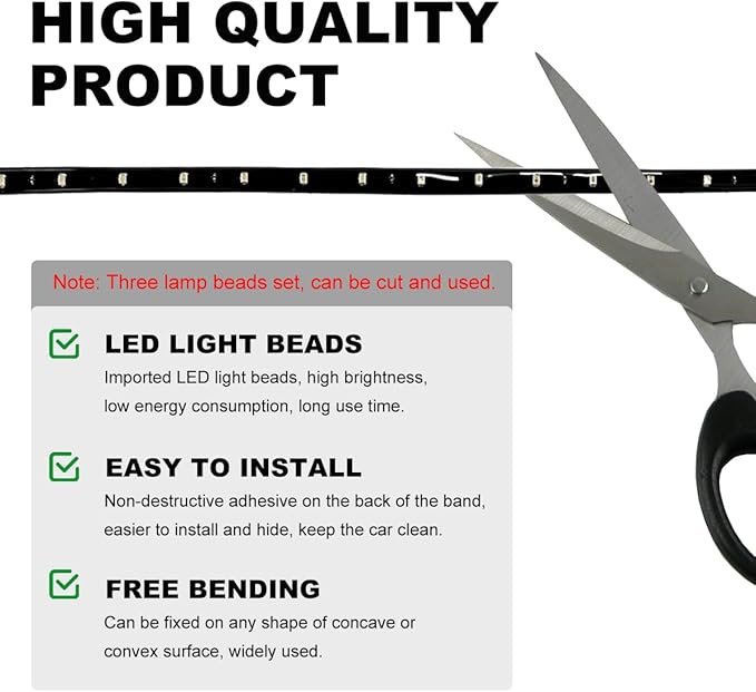 Wevdn 6 PCS 15 LED Strip Underbody Light, DC 12V 1Ft Flexible Underglow Car LED Light Strip with 6 Inch Wire, Waterproof LED Interior Exterior Decoration for Car Truck Motorcycle (Ice Blue)