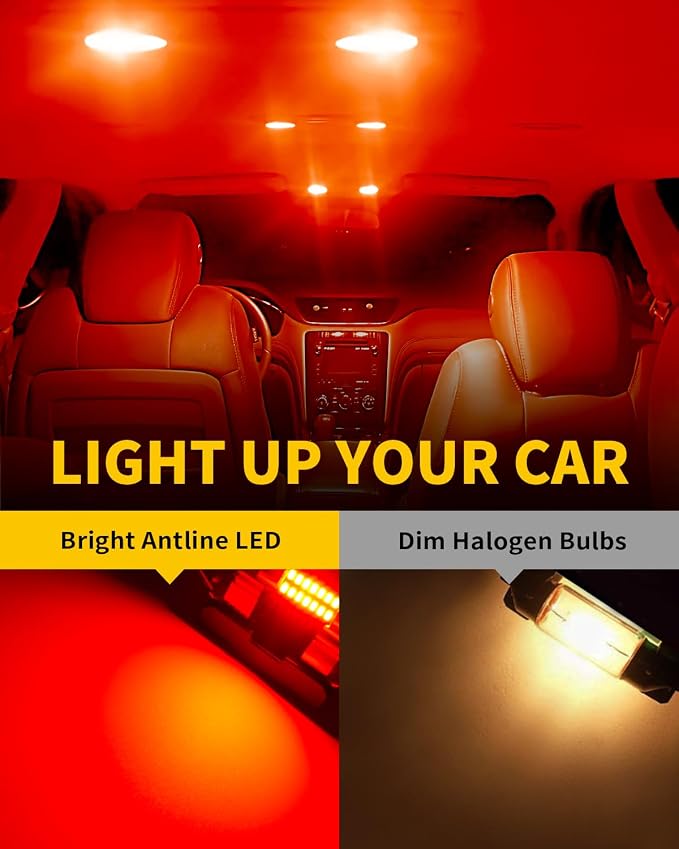 Antline DE3175 DE3021 DE3022 3175 31MM 1.22”LED Bulb Red, Super Bright Canbus Error Free 12 Volt Replacements for Interior Dome Map Vanity Mirror Sun Visor Lights (Pack of 10)