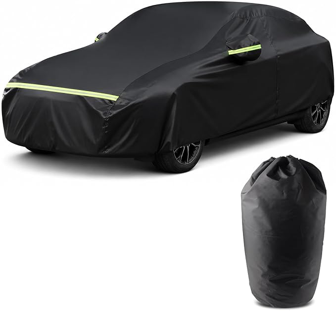 SUV Car Cover Waterproof Heavy Duty All Weather Protection Snow Anti-UV Windproof Outdoor Full Car Cover Fit for Automobiles Subaru/Kia/Tesla（Car Size:187~193''L x 75'W x 69''H）
