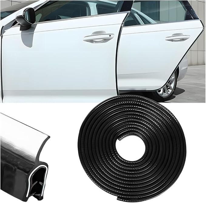 Osilly Car Door Protector Edge Guards, 33Ft Anti Collision U Shaped Automobile Door Seal Protector, No Glue Vehicle Exterior Edge Trim Protective Strip Accessories, Universal Fit (Black)