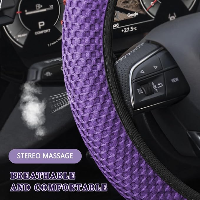 Elastic Stretch Steering Wheel Cover, Steering Wheel Cover, 15" Breathable Auto Steering Wheel Protector, Universal Car Accessories Comfortable Non-Slip Vehicle Steering Wheel Covers for Women Men