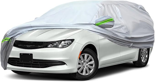 AUQDD 6-Layers Premium SUV Car Cover Waterproof All Weather Weatherproof UV Sun Protection Snow Dust Storm Resistant Outdoor Exterior Custom Form-Fit Full Padded Car Cover with Straps 205"-216" K10