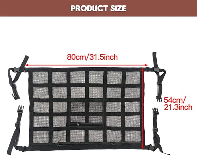 Car Ceiling Cargo Net for Subaru Forester 2018-2026 Car Roof Storage Mesh Bag Adjustable Roof Storage Organizer Double-Layer Mesh Pocket Accessories