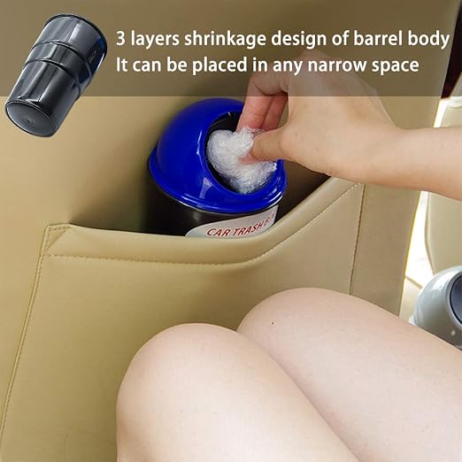 Cup Holder Trash Can, Leakproof Car Trash Can with Lid, Trash Bin for Car Accessories, Mini Garbage Bin Organizer for Automotive Office Home Kitchen, Applicable to Women and Men