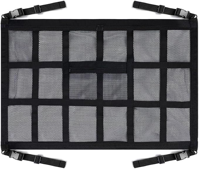 Car Ceiling Cargo Net Roof Storage Organizer Mesh Hammock for Subaru Crosstrek 2013–2025 2026 GP/GU,Interior Mesh Hammock Zipper Pocket,Space Saving Road Trips Camping,90 * 65