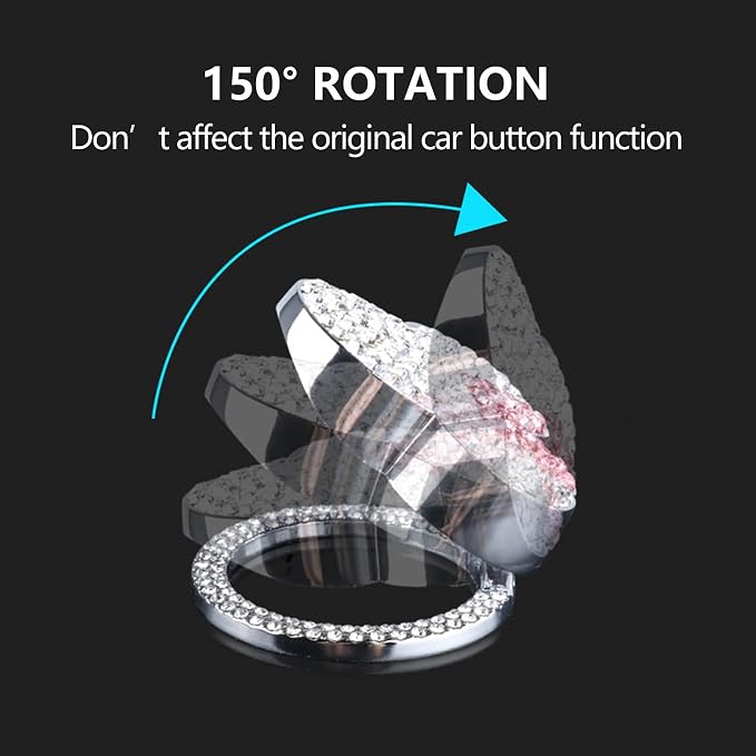 Pangpai Car Cute Push to Start Button Cover Accessories, Bling Crystal Car Engine Start Stop Button Cover, Red Car Decoration Interior Decal for Women Girl