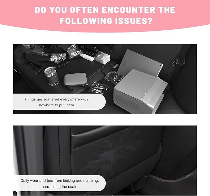 Car Seat Back Organizer, Waterproof Leather Auto Backseat Storage Pocket for Travel Essentials, Universal Multipurpose Backseat Hanging Storage Bag for Cars SUVs Trucks (Pink)