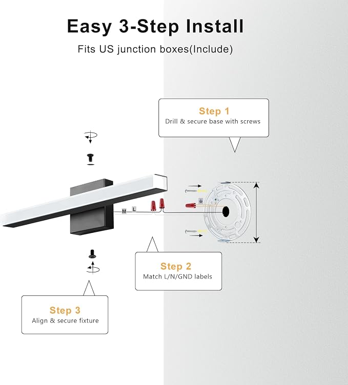 IZORRO Modern Bathroom Vanity Light 40 inch, Rotatable, 32W Dimmable Led Bathroom Light Fixture Over Mirror, Black Vanity Light Bar (5 Color Temperature)