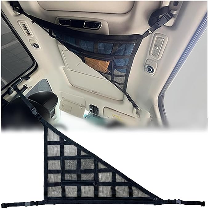 Car Ceiling Cargo Net for Subaru Forester 2018-2026 Car Roof Storage Mesh Bag Adjustable Roof Storage Organizer Double-Layer Mesh Pocket Accessories