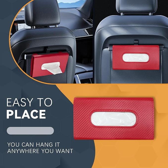ASUBHA Car Tissue Holder, Sun Visor Organizer, Rectangular Sun Visor Napkin, Visor Accessories Car Napkin Holder Universal for Cars, SUVs, Trucks (red)