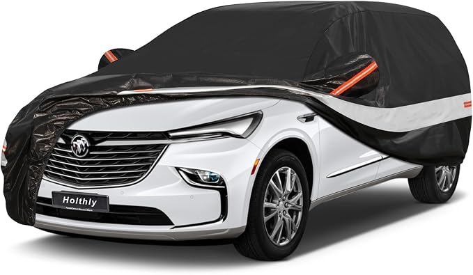 10 Layers SUV Car Cover Custom Fit for Buick Enclave (2007-2026), Waterproof All Weather for Automobiles, Outdoor Full Cover Sun Dust Rain Protection with Cotton. Black