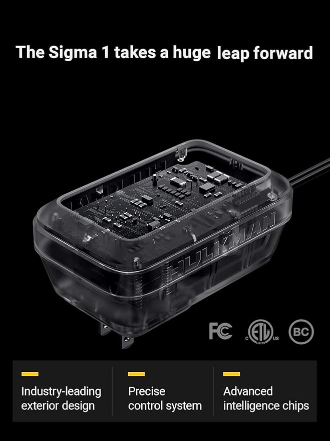 HULKMAN Sigma 1 Car Battery Charger - 1A 6V/12V Automatic Smart Trickle Charger, Battery Maintainer, and Desulfator with Intelligent Interface