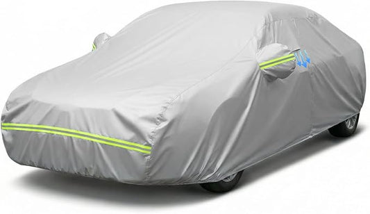 Favoto Sedan Car Cover Waterproof All Weather Heavy Duty Car Cover | Outdoor Automatic Car Covers with Air Vent Sun Snow Dust UV Protection Tearproof Cover Universal Fit for Sedan (194-208 in)