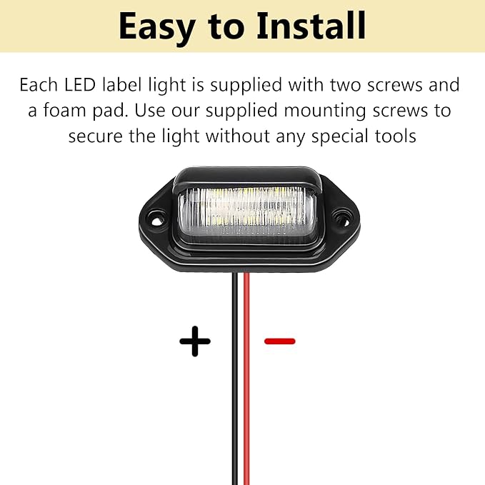 ecocstm 8 PCS White LED License Plate Light, 6-SMD Waterproof Tag Lights, 12V-24V DC Lamp Taillight, Step Courtesy Light Dome Cargo Lights for Truck SUV Van RV Trailer