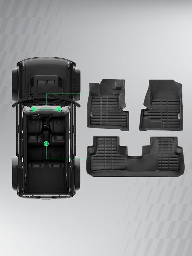 YHTAUTO Automotive All Weather Floor Mats Compatible with Honda CR-V 2007-2011, TPE Floor Liners All-Weather Protection Custom Fit, 1st & 2nd Row, Set of 3 Black