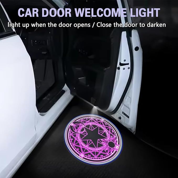 Zufoty 2PCS Car Door Light Projector, Wireless LED Car Door Paste Welcome Courtesy Light, LED Courtesy Ghost Shadow Welcome Lamp, Universal Car Accessories Fits Most Car SUV Truck