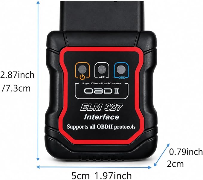 Bluetooth OBDII Scan Tool for iPhone & Android - No Subscription Fee - OBD2 Car Scanner and Code Reader - Diagnose Check Engine Fault, Supports 10 Languages and Most Cars After 1996
