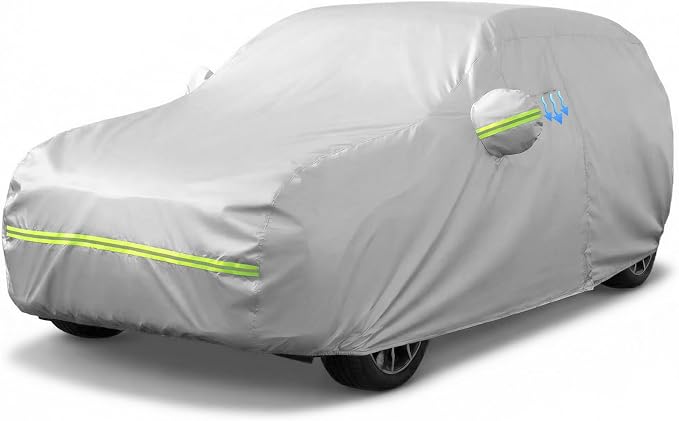 Favoto SUV Car Cover Waterproof All Weather Heavy Duty Car Cover | Outdoor Automatic Car Covers with Air Vent Sun Snow Dust UV Protection Tearproof Cover Universal Fit for Sedan (181-190 in)