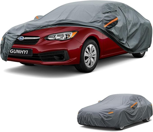 GUNHYI Premium Car Cover Custom Fit Subaru Impreza Sedan, 16 Layers Heavy Duty Car Cover Waterproof All Weather with Zipper Door for Sun Rain Snow Dust Uv Protection
