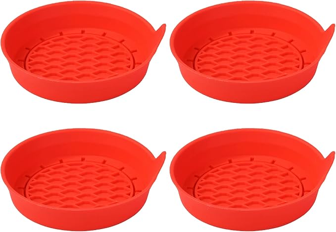 4PCS Car Cup Holder Coasters, Silicone Non-Slip Vehicle Cup Recessed Mats, Sift-Proof Automotive Interior Drink Insert Decor Accessories, Universal for SUV, Sedan, Truck (Red)