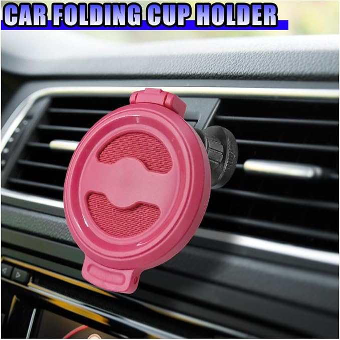 Car Air Vent Cup Holder Auto Ashtray Holder, Adjustable Drink Holder Extender for Horizontal Vents, Universal Tool-Free A/C Vent Mount for Various Coffee, Water, Juice Cups in Car, Truck, SUV (Pink)