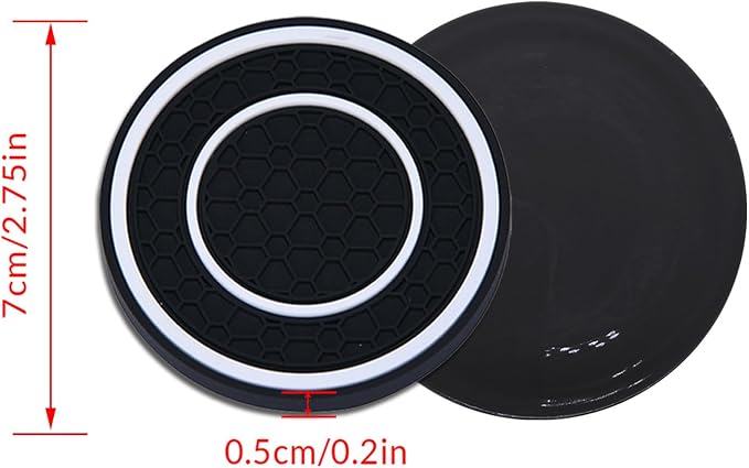 4 Pack Car Coasters for Cup Holder, 2.75 Inch Universal Auto Waterproof Coasters Silicon Insulation Cup Mats,No-Slip Anti Dust Insert Coaster for Woman Man, Suit for Vehicle Interior (Black/White)