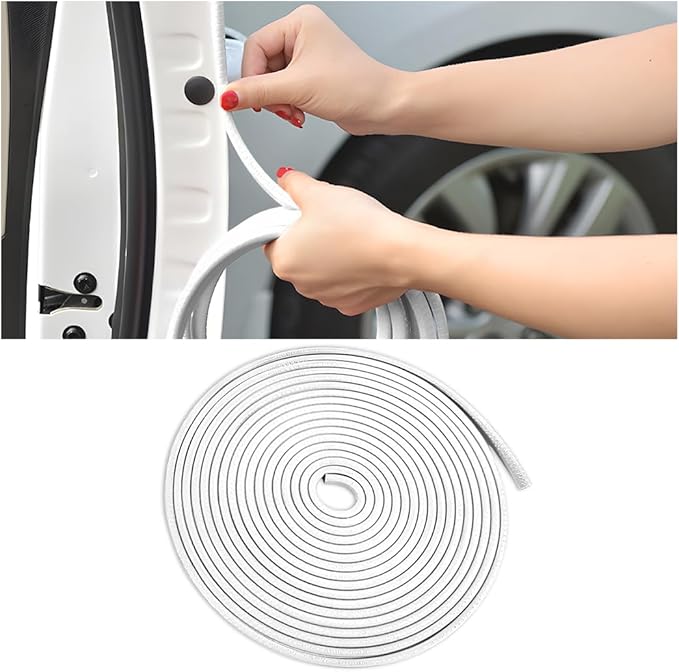 Osilly Car Door Edge Guards, 16Ft Rubber Seal Car Door Edge Trim, U Shape Door Edge Protector Guard, Aluminum Weather Proofing Automotive Door Edge Molding Protection for Most Car (White)