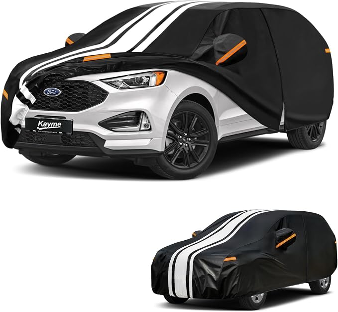 Kayme Heavy Duty Car Cover Custom Fit for Ford Edge (2006-2025) Waterproof All Weather for Automobiles, Gift with Tape/Towel, Outdoor Full Exterior Cover Rain Snow Sun UV Protection.