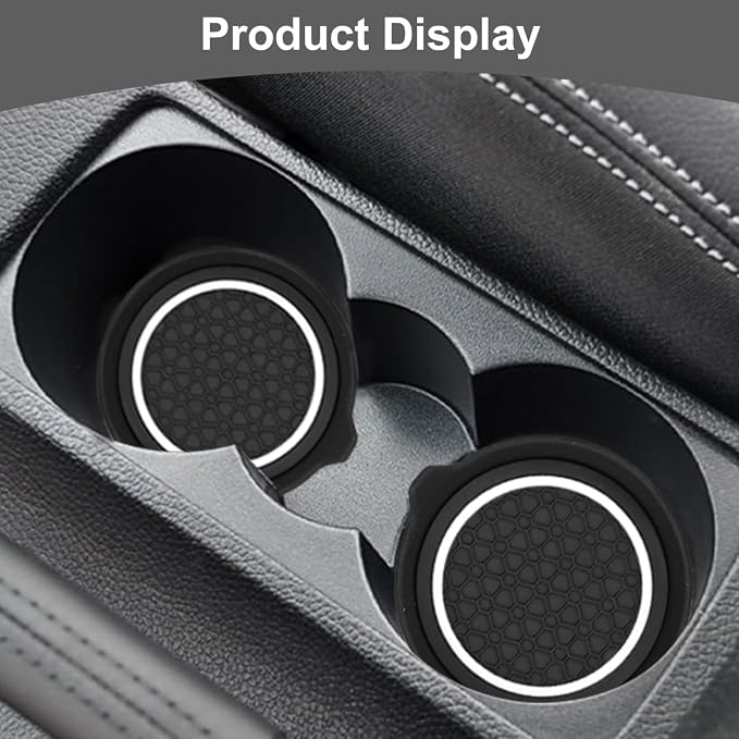 HZEL Car Cup Holder Coasters, 4PCS Non Slip Waterproof Vehicle Water Bottle Pads, Recessed Automotive Interior Drink Mat Decoration Accessories, Universal for SUV Sedan Truck (White/Black)
