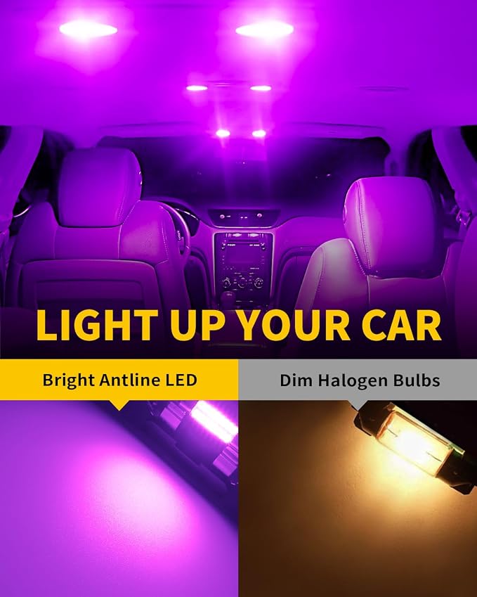 Antline 6418 6411 DE3425 C5W DE3423 36MM 1.42”LED Bulb Purple, Super Bright Canbus Error Free 12 Volt Replacements for Interior Dome Map Vanity Mirror Sun Visor Lights (Pack of 10)