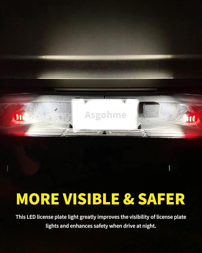 LED License Plate Light with Red OLED Neon Tube Rear Bumper Tag Lamp Assembly Replacement Compatible with Cadillac Escalade Chevy Silverado Tahoe GMC Sierra 1500 2500 3500 Yukon XL, Pack of 2