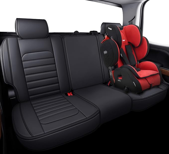 YIERTAI Silverado Sierra Rear Seat Covers for 2007-2023 2024 2025 2026 1500/2500/3500 HD Pickup Waterproof Leather Crew Double Extended Cab Back Seat Protectors(1 Rear Seat Cover/Black)