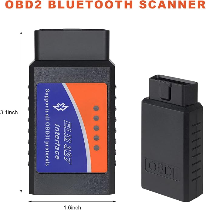 ELM327 OBD2 Bluetooth Adapter, OBDII Bluetooth Scanner Car Code Reader Reset Adapter, ELM327 Fault Diagnostic Scan Tool Compatible with OBD2 Vehicles, Car Accessories
