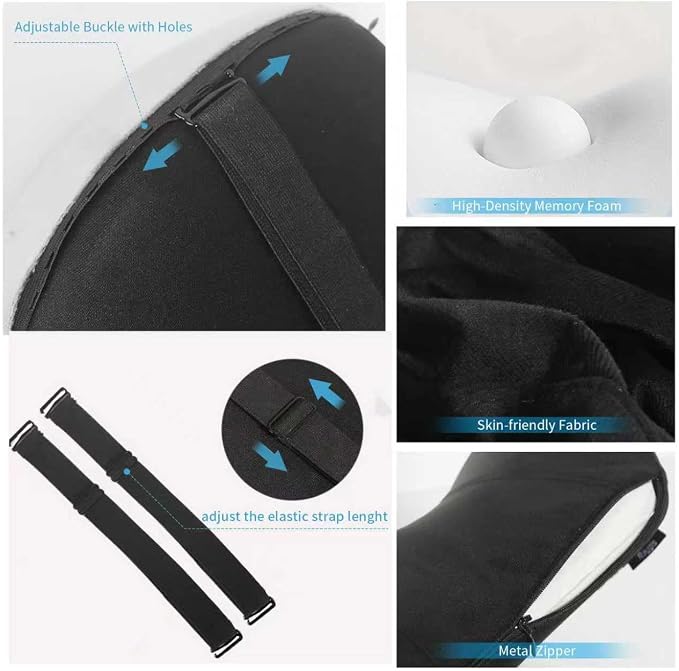 Car Neck Pillow Adjustable Up and Down Style 2 Pack,Car Headrest Pillow for Neck Support Relieves Driving Fatigue, Soft Memory Form and Ergonomic Design Fits Most Heights and Car Seats (Black)