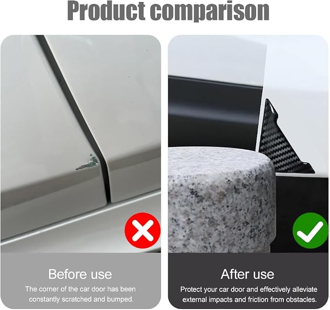 4PCS Car Door Guard Protector, Car Door Edge Guard, Anti-Collision Vehicle Side Corner Protector, Auto Accessories Self-Adhesive Auto Edge Protection Cover Fit for Most Vehicle (Carbon Fiber)