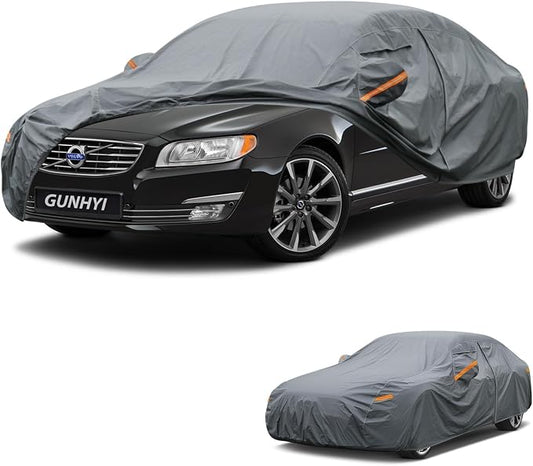 GUNHYI Premium Car Cover Custom Fit Volvo S80, 16 Layers Heavy Duty Car Cover Waterproof All Weather with Zipper Door for Sun Rain Snow Dust Uv Protection