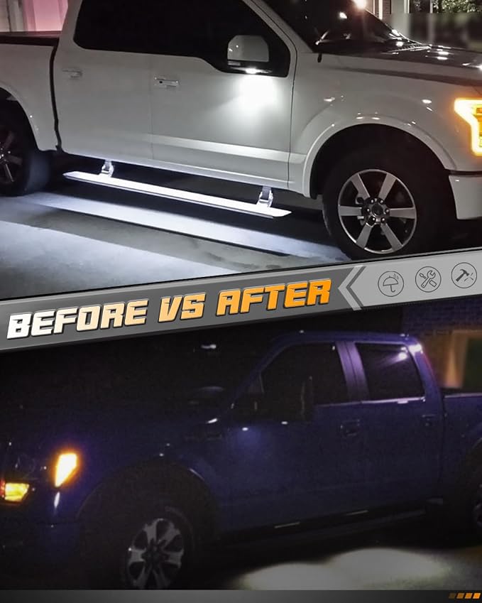 HERCOO LED Side Mirror Puddle Light Lamp Assambly Compatible with GMC Sierra/Chevrolet Silverado 1500 2500 HD 3500 HD Yukon XL Suburban Tahoe Cadillac Escalade ESV Buick LaCrosse, 6000K White