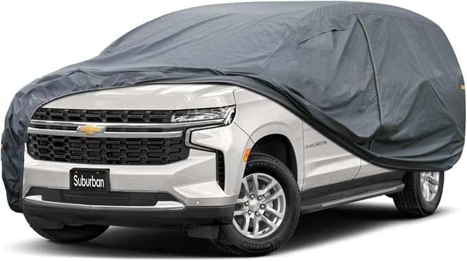 GUNHYI Premium Car Cover Custom Fit Chevrolet Suburban (1973-2026), 16 Layers Heavy Duty Car Cover Waterproof All Weather with Zipper Door for Sun Rain Snow Dust Uv Protection