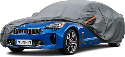 GUNHYI Premium Car Cover Custom Fit Kia Stinger, 16 Layers Heavy Duty Car Cover Waterproof All Weather with Zipper Door for Sun Rain Snow Dust Uv Protection