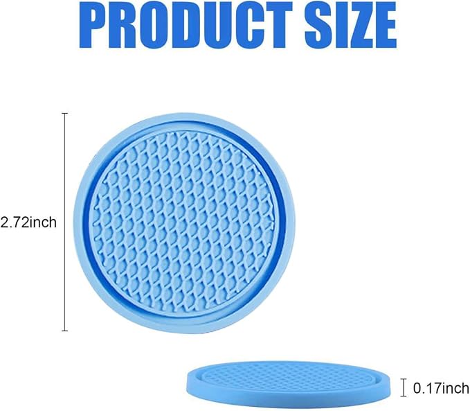 Universal Car Cup Holder Insert. PVC Material. Honeycomb Waterproof. Fixed, Anti-Slip Coaster (Blue, 2.75in)