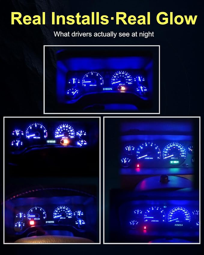 16 Pieces Interior Dash Gauge Cluster Lights with Sockets + HVAC Control Panel LED Bulb Kit, Easy To Install Blue, Fits Jeep Wrangler TJ 1997-2006