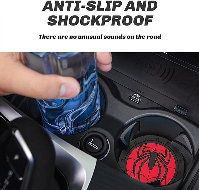Cup Holder Insert Coaster for Marvel Spiderman2 Fans,Anti Slip Car Cup Coaster Interior Accessories