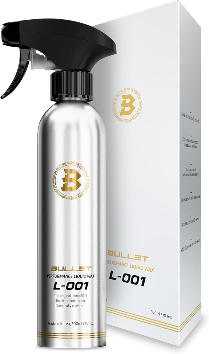 BULLET L-001 SiO2 Ceramic Spray Wax for Cars, Liquid Car Wax with Hydrophobic Paint Protection, Deep Gloss Shine & Slick Finish, Spray-On Wipe-Off Top Coat for Paint, Glass, Wheels & Trim, 10.1 oz