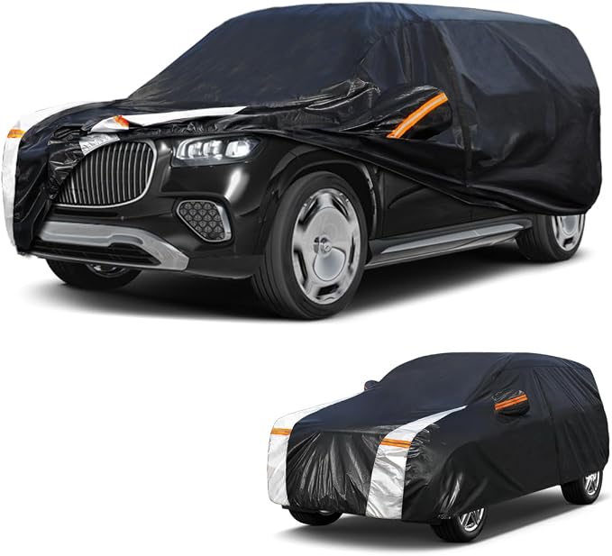 Large SUV Car Cover for Mercedes-Benz GLS-Class 2015-2026 100% Waterproof All Weather, Heavy Duty Outdoor Full Exterior Covers Rain Sun Wind UV Protection.