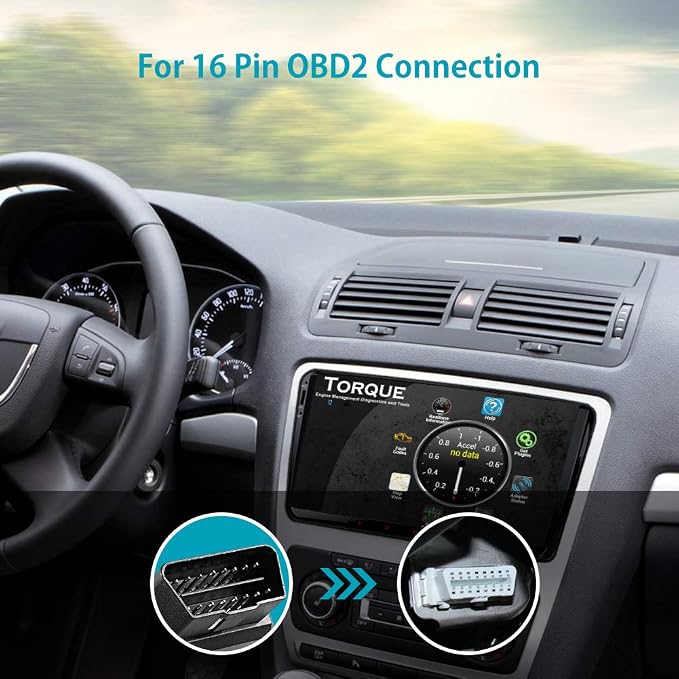 XTRONS Wireless Bluetooth OBD2 Android OBDII Car Auto Diagnostic Scanner Tool Torque Special for XTRONS Android Car Stereo for Ford for Cadillac for Lexus for VW for Porsche for BMW (TQ101 TME100L)