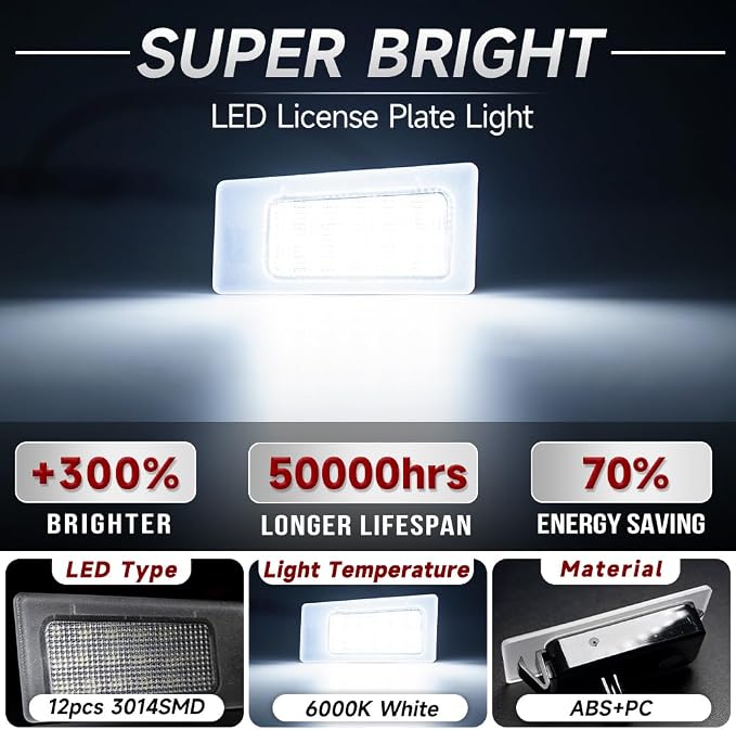 LED License Plate Lights for 2011-2018 Hyun'dai Elan'tra Accent | Elan'tra Coupe 2009-2018 Kia Forte Full LED Number Plate Lamp Assembly Error Free Led Rear Tag Lights OEM